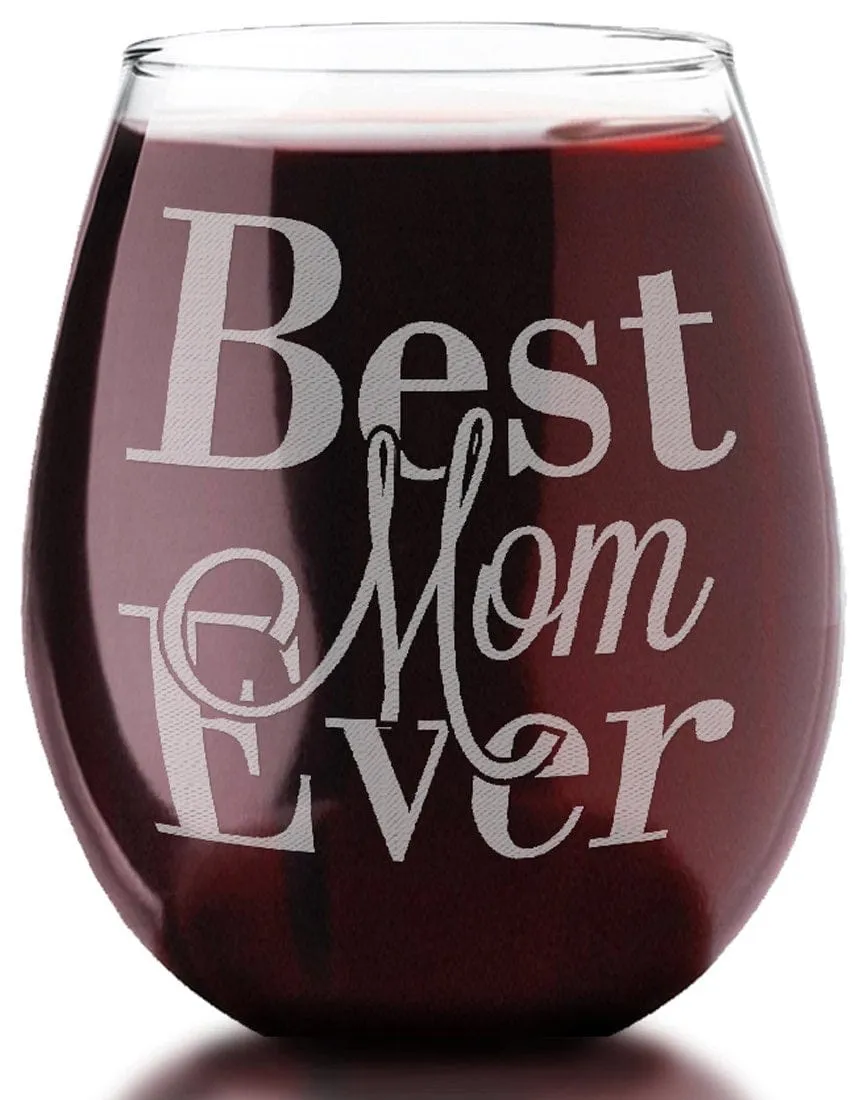 Stemless 21 Oz Best Mom Ever Mothers Day Stemless Wine Glass Birthday Gifts for Mom Mommy Mama New Mom from Husband Children Son Daughter