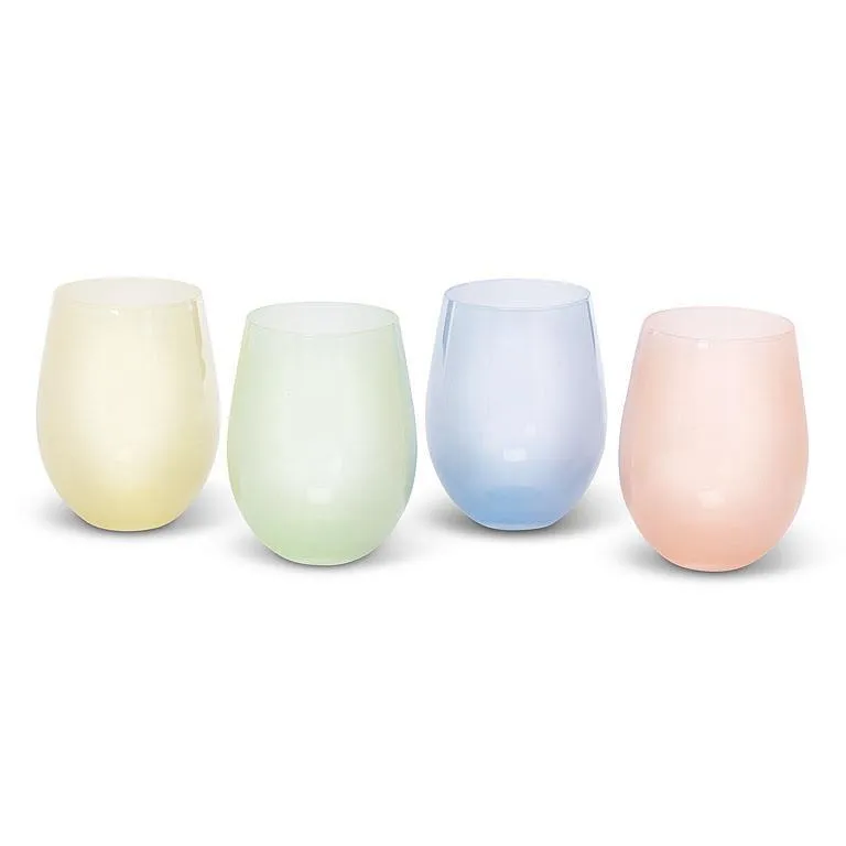 Stemless Pastel Wine Glass Yellow