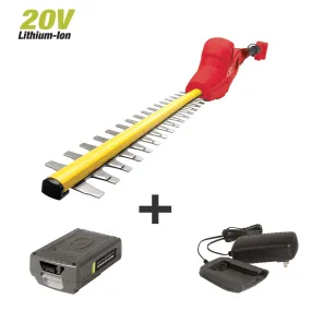 Sun Joe 20VIONLT-PHT17-RED 20-Volt iON Cordless Telescoping Pole Hedge Trimmer Kit | 17-inch | Dual Action | W/ 2.5-Ah Battery and Charger (Red)