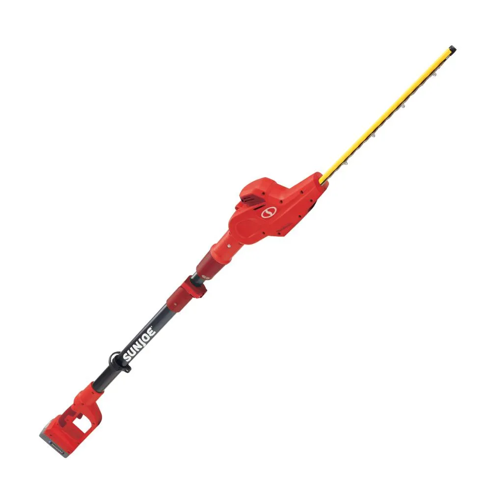 Sun Joe 20VIONLT-PHT17-RED 20-Volt iON Cordless Telescoping Pole Hedge Trimmer Kit | 17-inch | Dual Action | W/ 2.5-Ah Battery and Charger (Red)