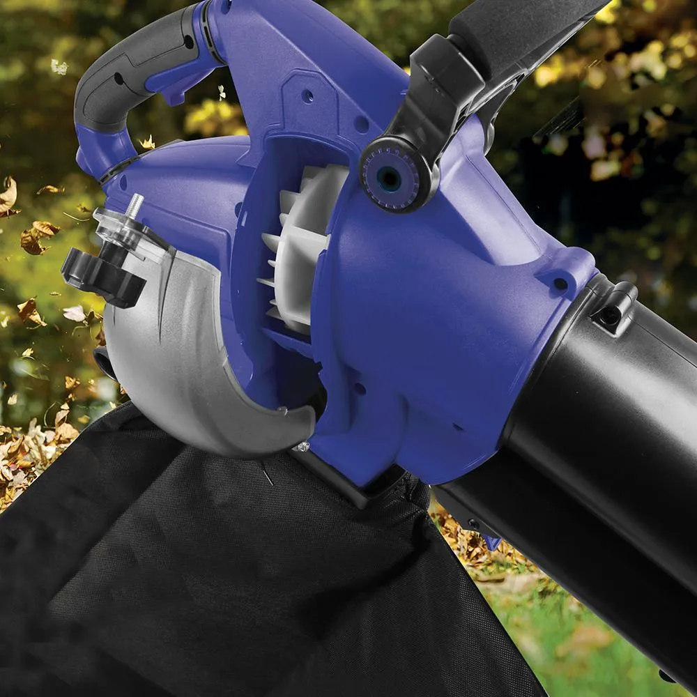 Sun Joe SBJ702E-SJB 3-in-1 Electric Blower | 250 MPH | 13 Amp | Vacuum | Mulcher (Blue)