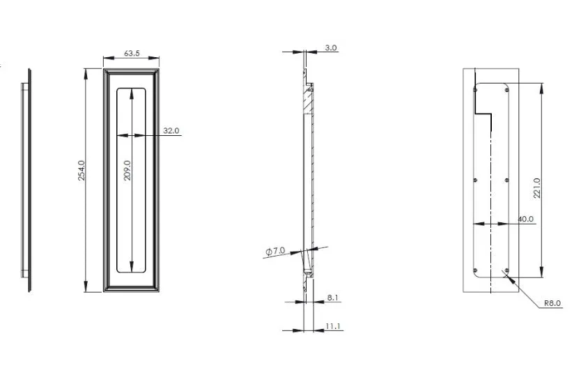 Tall Double Stepped Sliding Flush Handle