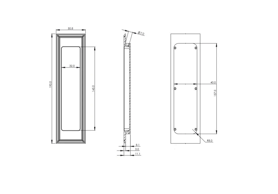 Tall Double Stepped Sliding Flush Handle