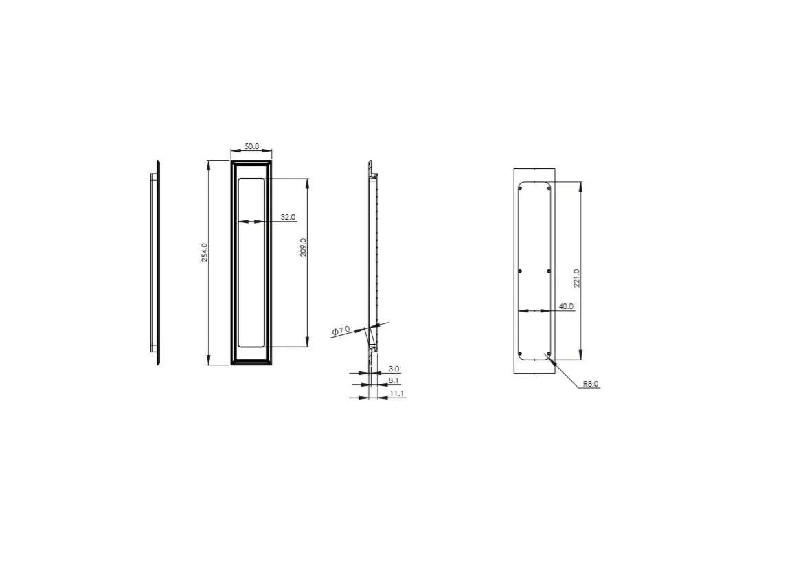 Tall Double Stepped Sliding Flush Handle