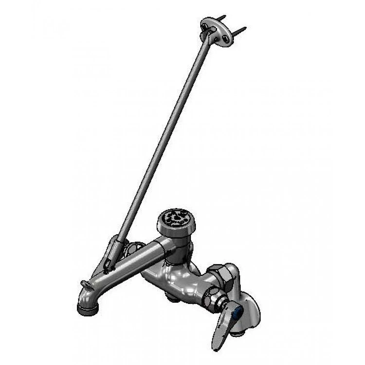 T&S Brass B-0667-RGH Service Sink Faucet, Wall Mount, Adjustable Centers, Vacuum Breaker, Wall Brace, Rough