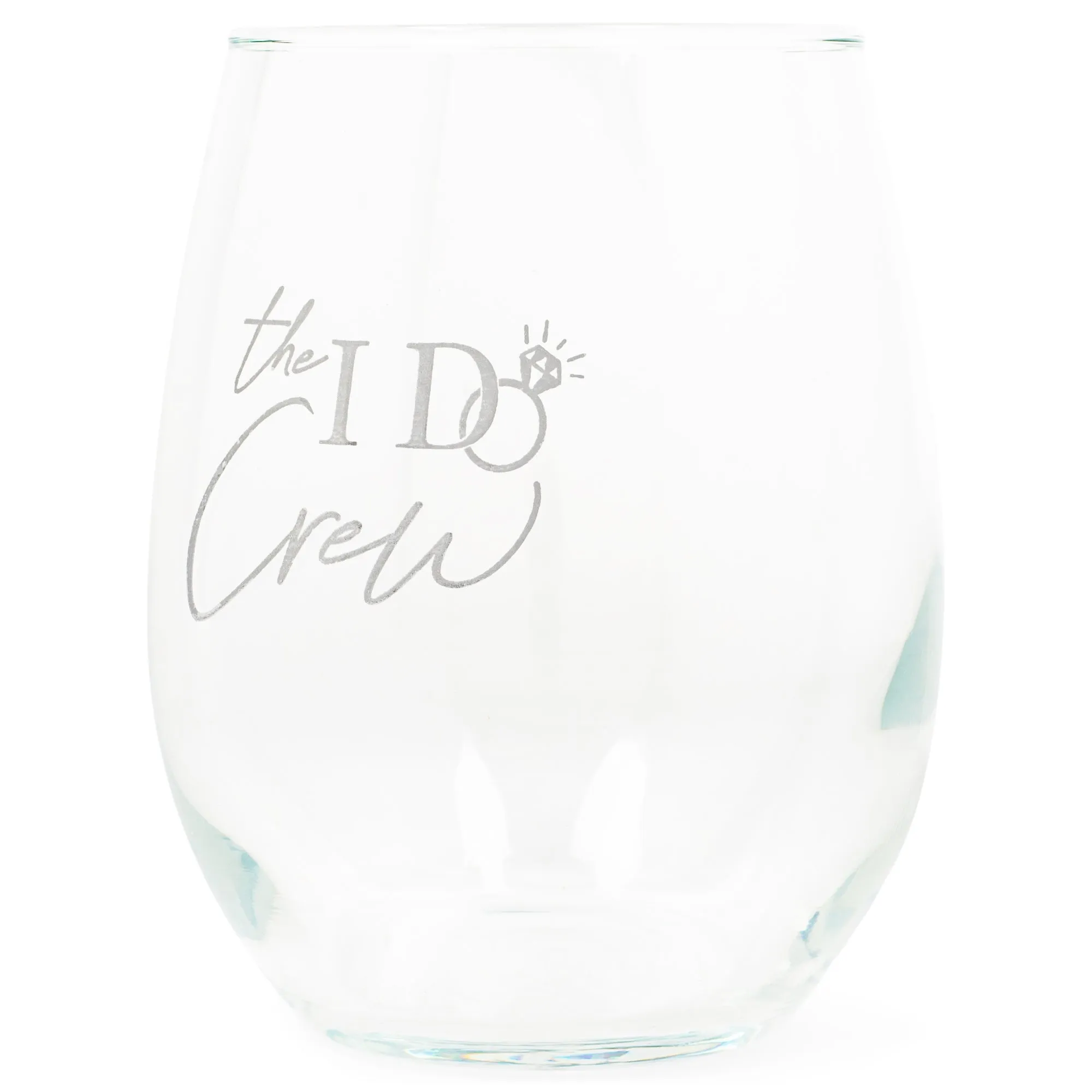 The I Do Crew Grey Ring 14 ounce Glass Stemless Wine Glass