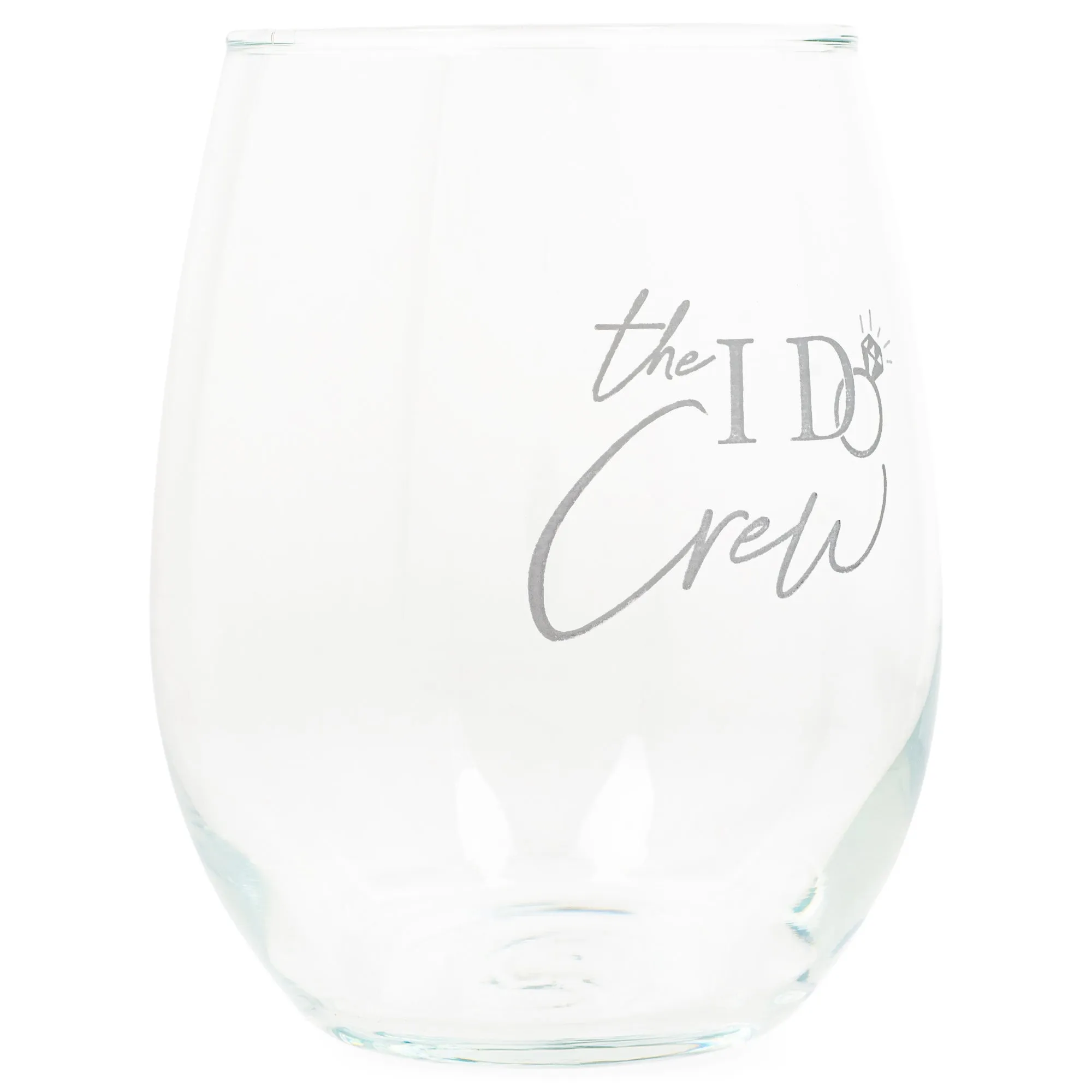 The I Do Crew Grey Ring 14 ounce Glass Stemless Wine Glass