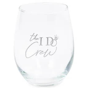 The I Do Crew Grey Ring 14 ounce Glass Stemless Wine Glass