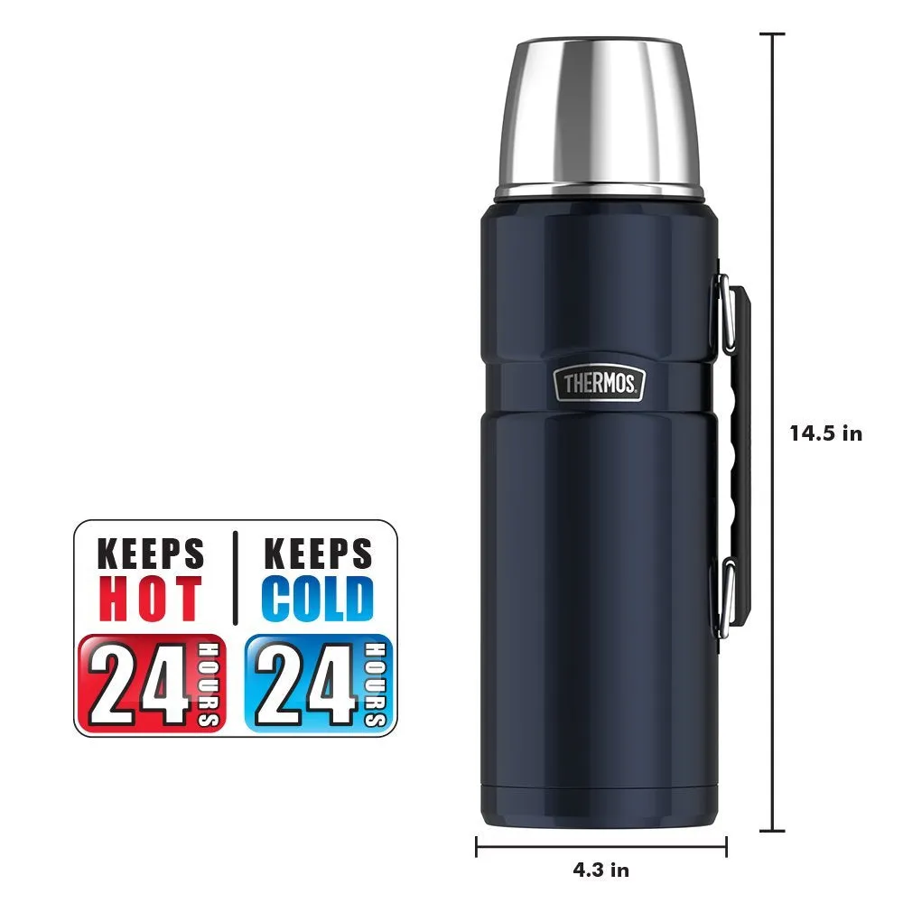 Thermos Stainless King 68 Ounce Vacuum Insulated Beverage Bottle, Midnight Blue