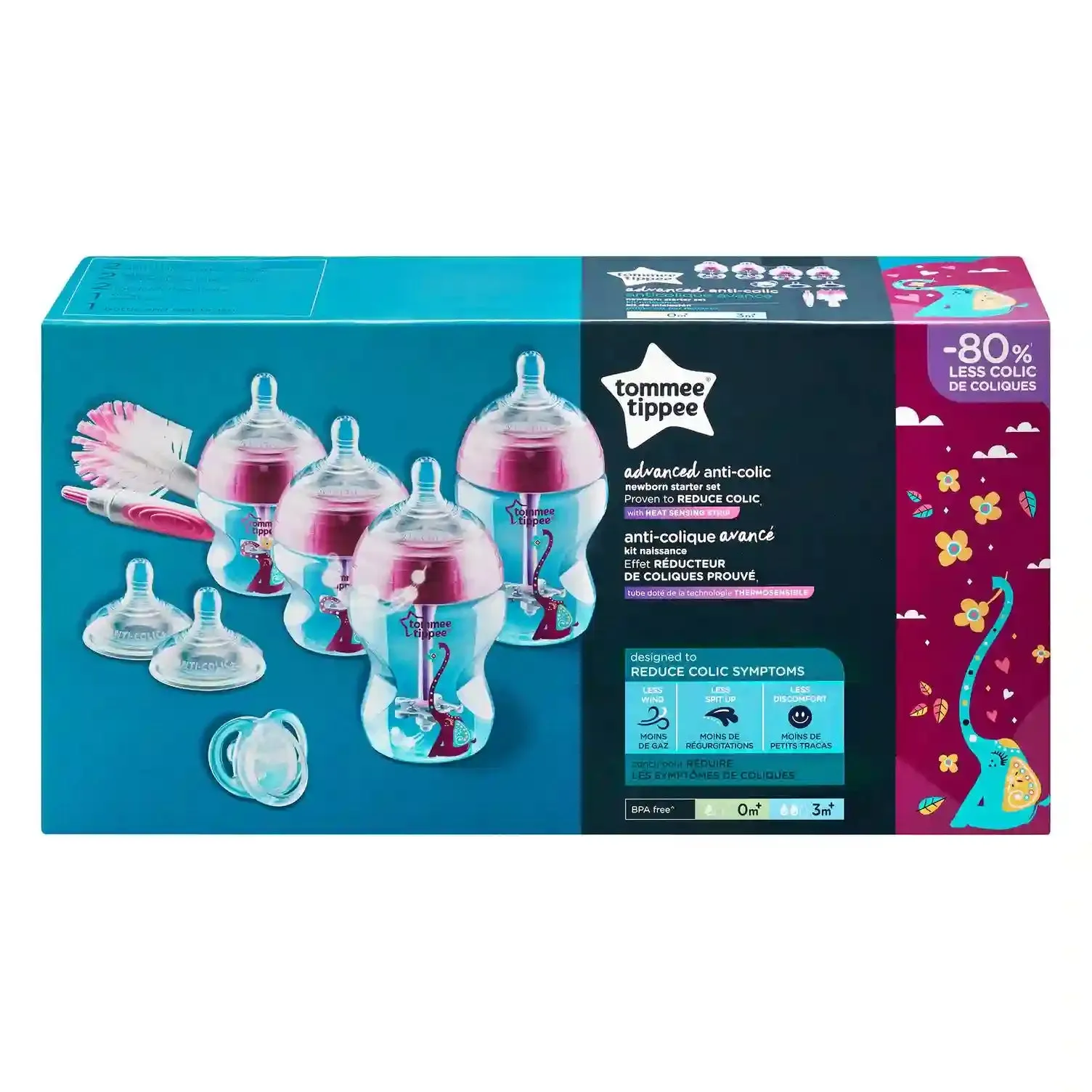 Tommee Tippee Advanced Anti-Colic Starter Bottle Kit- Girl