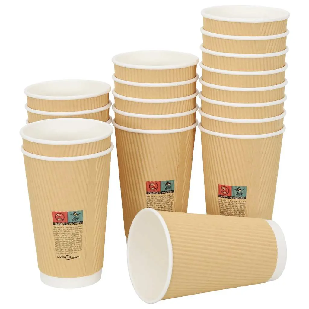 vidaXL Paper Coffee Cups 500 pcs 16oz 400ml Brown