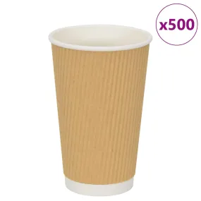 vidaXL Paper Coffee Cups 500 pcs 16oz 400ml Brown