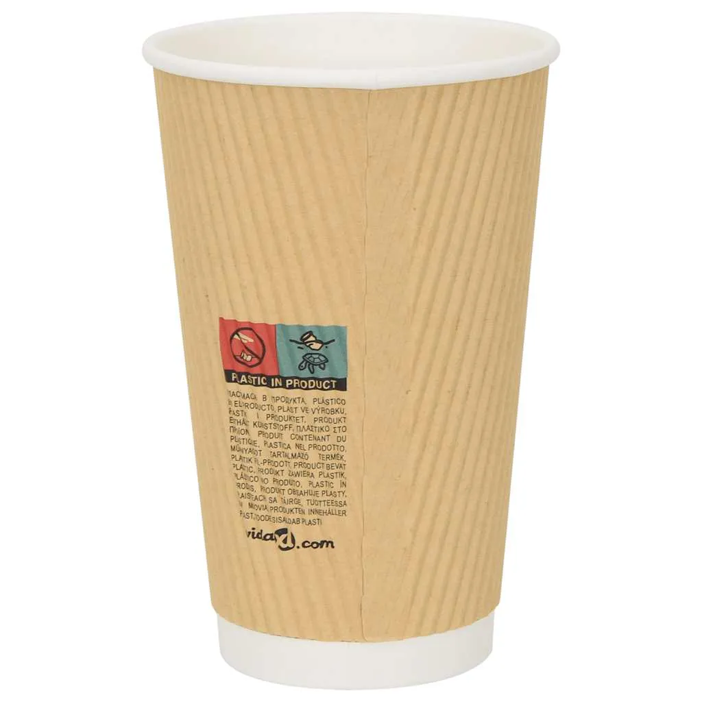 vidaXL Paper Coffee Cups 500 pcs 16oz 400ml Brown