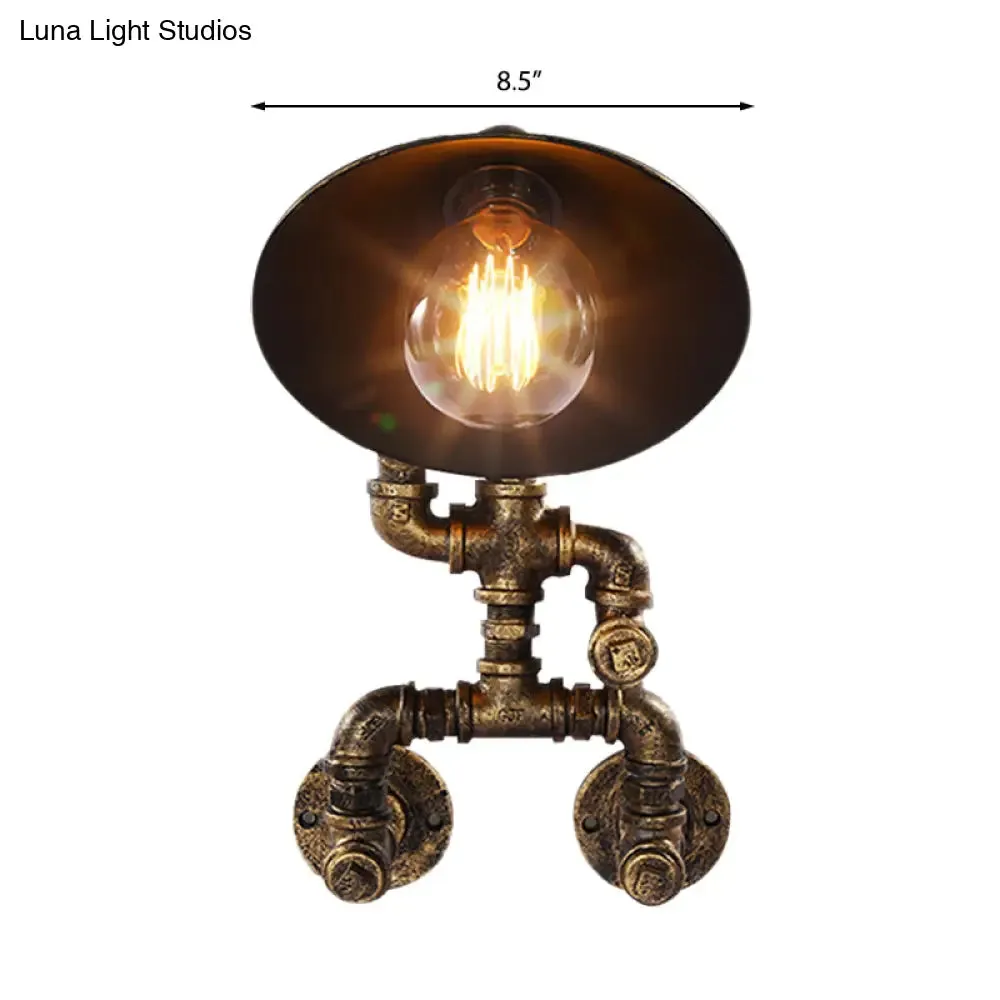 Vintage Cone Wall Sconce with Robot Design & Brass Finish - 1 Head Wrought Iron Sconce Lamp