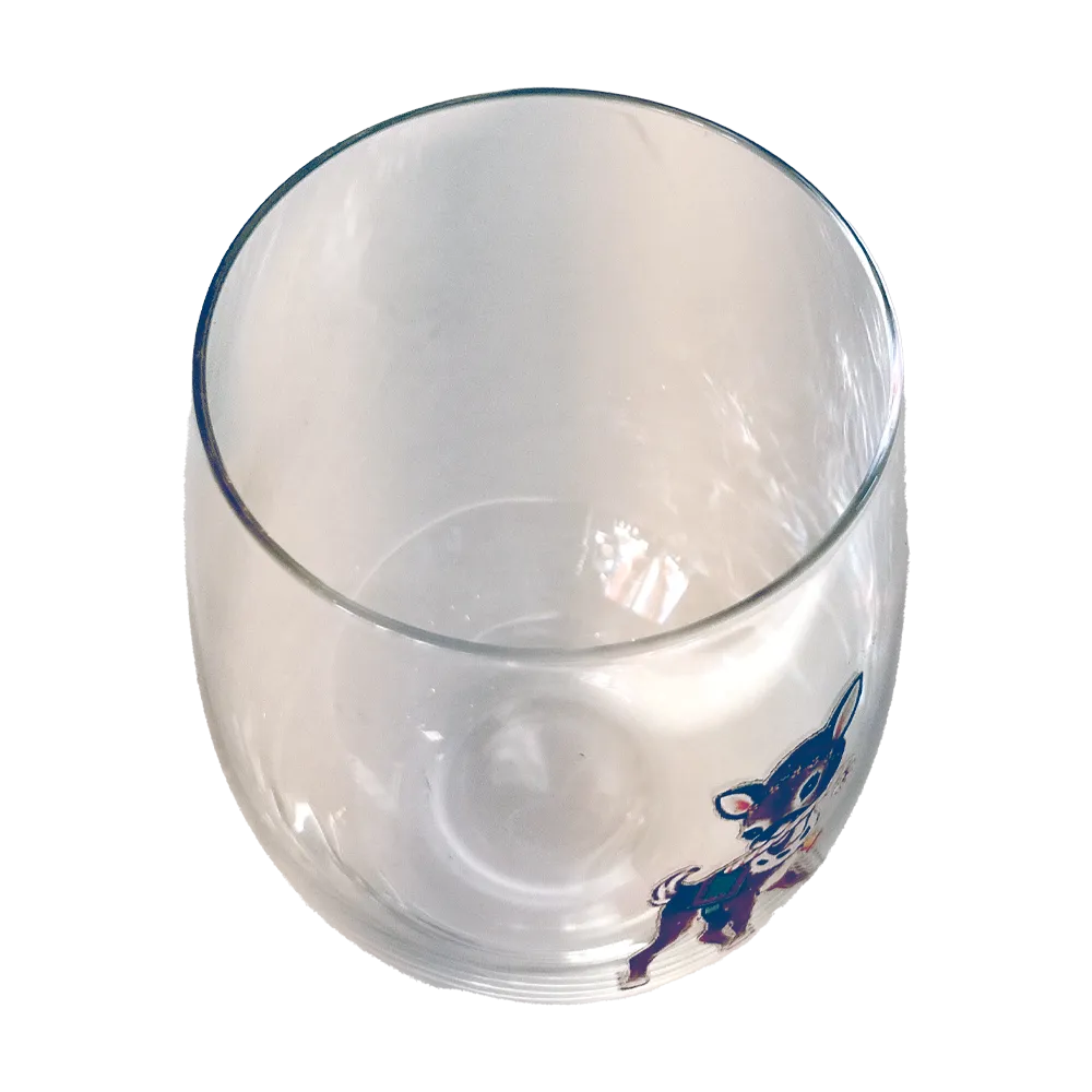 Vintage Reindeer Stemless Wine Glass