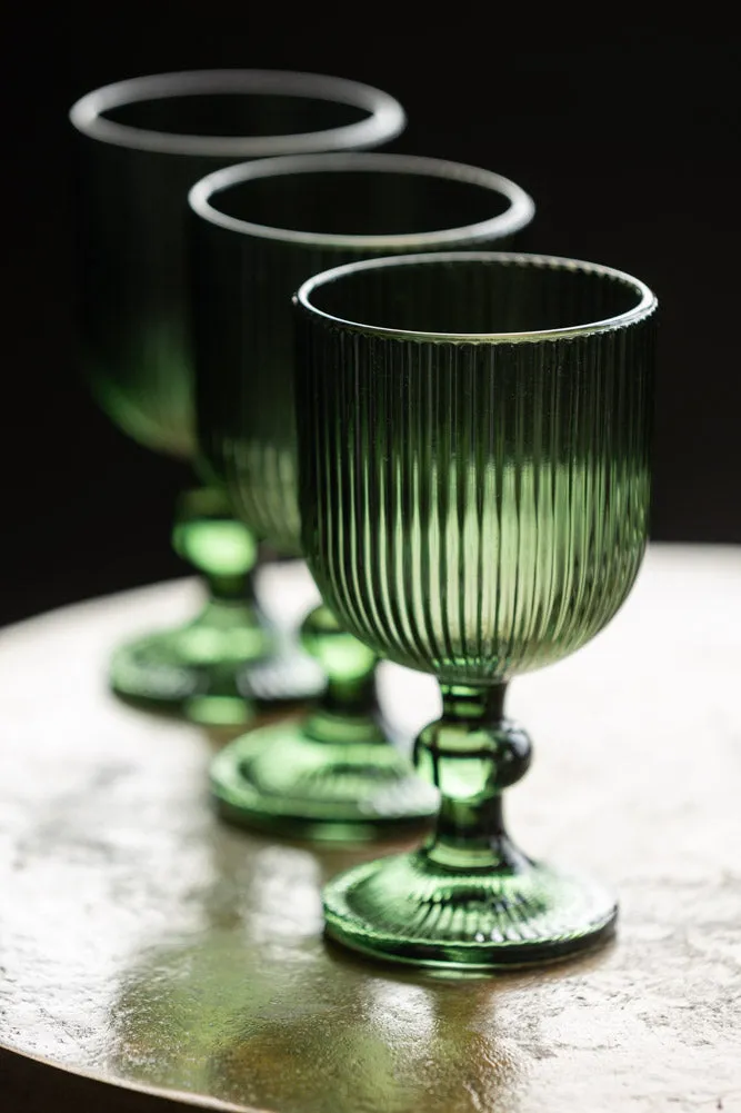 Vintage Style Red Wine Glass - Green