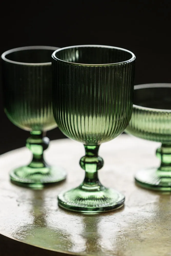 Vintage Style Red Wine Glass - Green