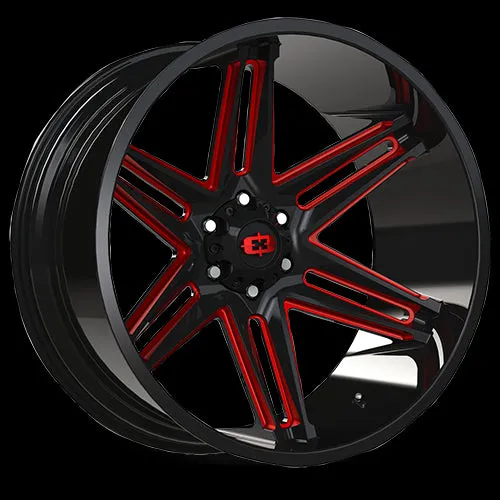 Vision Off-Road 363 Razor 20X10 8X170 -25mm Gloss Black Milled Spoke with Red