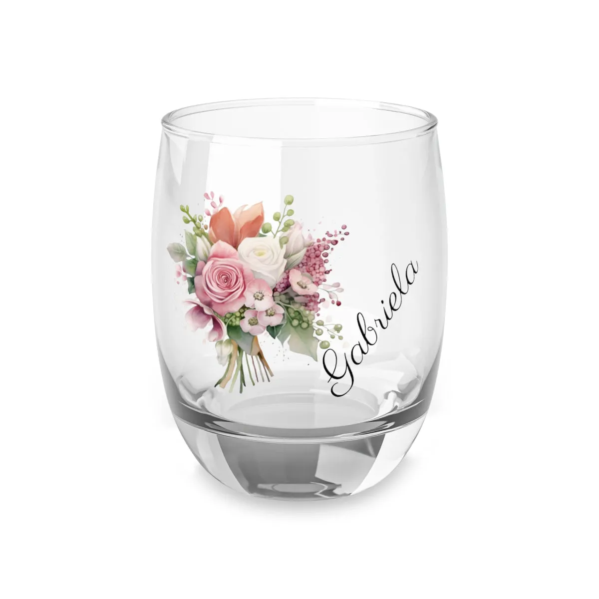 Wedding Bouquets Flower Personalised Floral Bouquet Wine Glass, Stemless Wine Glass, Whiskey Glass, Rocks Glass