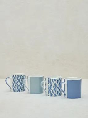 Westside Home Blue Printed Mugs (Set of 4)