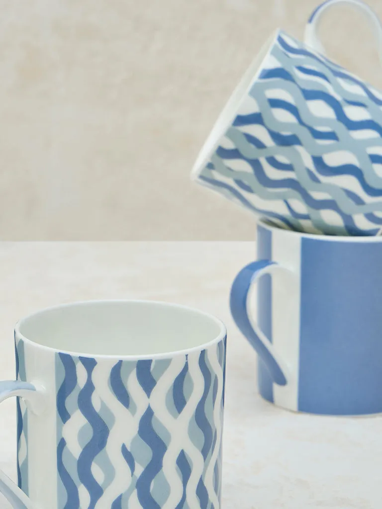 Westside Home Blue Printed Mugs (Set of 4)