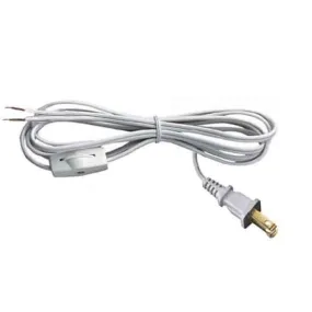 White Lamp Cord with In-line Switch & Plug