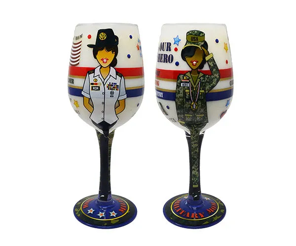 Wine Glass Military Mom