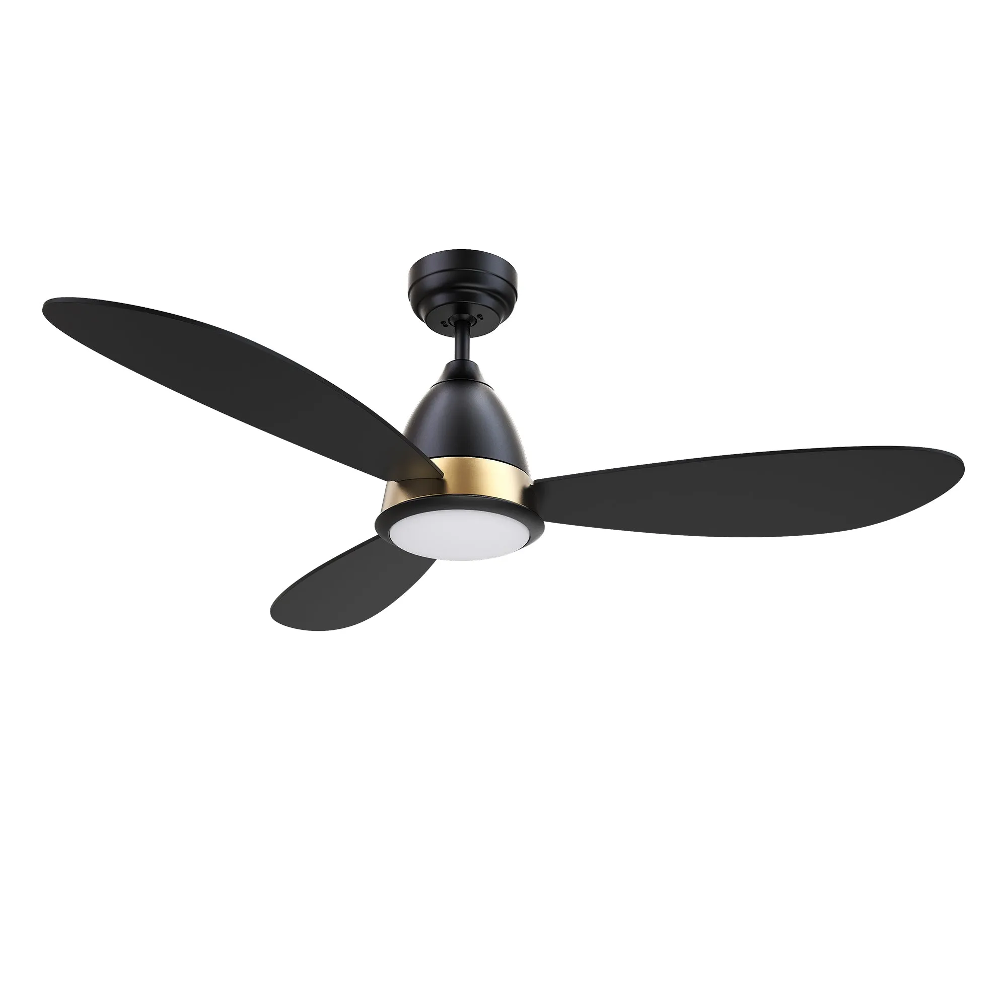 YORK 52 inch 3-Blade Smart Ceiling Fan with LED Light Kit & Remote Control- Black/Black (Gold Details)